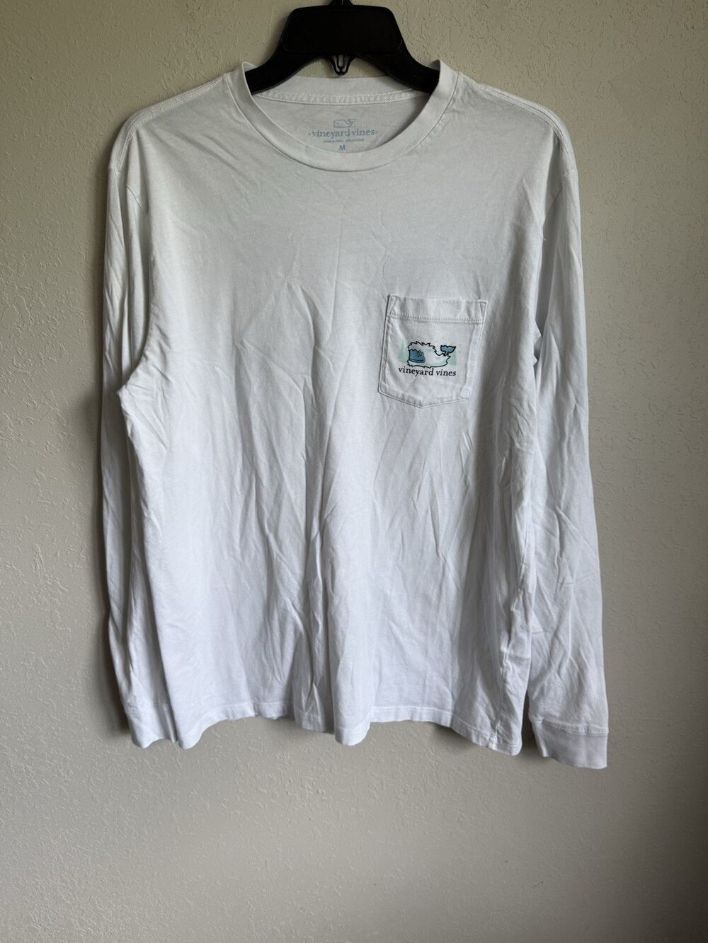 Men’s M White Vineyard Vines Graphic Print Lightweight Long Sleeve Shirt